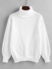 Pull Simple Goutte Epaule en Tricot à Col Roulé Maille M Blanc