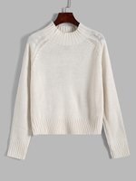 Pull Simple Manches Raglan à Col Montant S Blanc