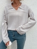 Pull Souple Ajouré à Col M Gris clair