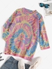 Pull Teinté Eclaboussé Imprimé à Goutte Epaule Taille unique Rose clair