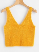 Pull Texturé à Col V S Jaune d