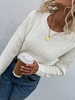 Pull Texturé à Goutte Epaule en Couleur Unie M Blanc