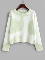 Pull Texturé en Deux Couleurs Maille M Vert