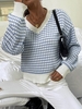 Pull Texturé Goutte Epaule à Manches Lanternes Maille M Bleu clair