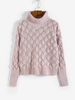 Pull Texturé Sirène à Goutte Epaule à Col Roulé Maille M Rose clair