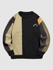 Pull Tricoté Arc-en-ciel Brodé en Blocs de Couleurs Xl Noir