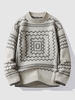 Pull Zigzag Géométrique Graphique à Col Rond M Gris
