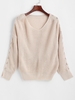 Pull Maille à Goutte Epaule avec Œillet à Lacets Taille unique Rose clair
