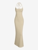 Robe à Bretelle Côtelée Epaule Nouée sans Dos M Café lumière