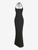 Robe à Bretelle Côtelée Epaule Nouée sans Dos S Noir