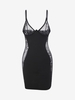 Robe à Bretelle Fine en Maille Transparente à Armature M Noir