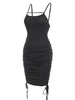 Robe à Bretelle Moulante Plissée M Noir