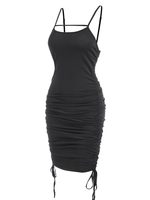 Robe à Bretelle Moulante Plissée S Noir