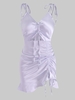 Robe à Bretelle Nouée à Volants en Satin M Violet clair