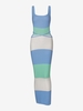 Robe à Bretelle Nouée Ouverte Au Dos en Blocs de Couleurs S Bleu