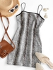 Robe à Bretelles en Faux Daim à Imprimé Serpent L Gris clair