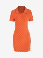 Robe à Damier à Col Roulé en Torchon L Orange