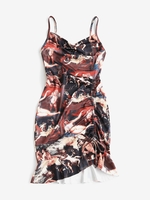Robe à Imprimé Sirène Renaissance à Col Bénitier S Café profond