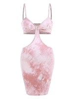 Robe Ajustée à Bretelles Tie-Dye L Rose léger
