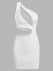 Robe Ajustée à Découpe à Une Épaule M Blanc