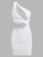 Robe Ajustée à Découpe à Une Épaule M Blanc