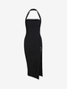 Robe Ajustée à Fente Élevée avec Métal Décoratif L Noir