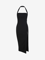 Robe Ajustée à Fente Élevée avec Métal Décoratif L Noir