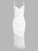Robe Ajustée Crayon Mi-longue Plume S Blanc