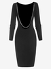 Robe Ajustée en Tricot à Chaîne à Dos Ouvert S Noir