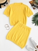 Robe Ajustée en Tricot Fourrée Deux Pièces S Jaune