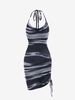 Robe Ajustée Sanglée Teintée sans Dos M Gris