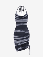 Robe Ajustée Sanglée Teintée sans Dos M Gris