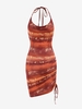 Robe Ajustée Sanglée Teintée sans Dos M Orange