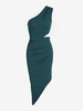 Robe Asymétrique Découpée à Une Epaule à Volants S Vert profond