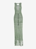 Robe Au Crochet Fendue Ajourée Taille à Cordon L Vert