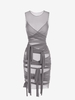 Robe Bandage Enveloppée en Maille Transparente S Gris