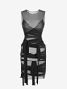 Robe Bandage Enveloppée en Maille Transparente S Noir
