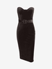 Robe Bandeau Mi-Longue Ceinturée en Velours S Café profond