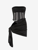 Robe Bandeau Nouée à Côté Au Crochet en Dentelle Xs Noir