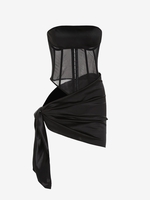 Robe Bandeau Nouée à Côté Au Crochet en Dentelle Xs Noir