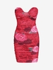 Robe Bandeau Plissée à Imprimé Fleur L Rouge
