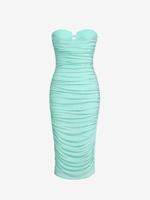 Robe Bandeau Plissée Métallisée à Coupe Haute L Vert clair