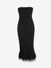 Robe Bandeau Style Corset à Ourlet avec Plume L Noir