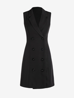 Robe Blazer sans Manches à Double Boutonnage L Noir
