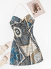 Robe Bohémienne Fourreau avec Fausse Perle à Col Halter L Bleu profond