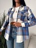 Robe Boutonnée à Carreaux avec Double Poches de la Poitrine S Bleu