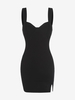 Robe Bustier Moulante Jersey avec Bordure Fendue L Noir