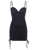 Robe Bustier Plissée en Tricot à Câble M Noir