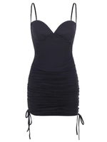 Robe Bustier Plissée en Tricot à Câble M Noir