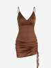 Robe Bustier Soyeuse à Enfiler Ouverte Au Dos L Café profond